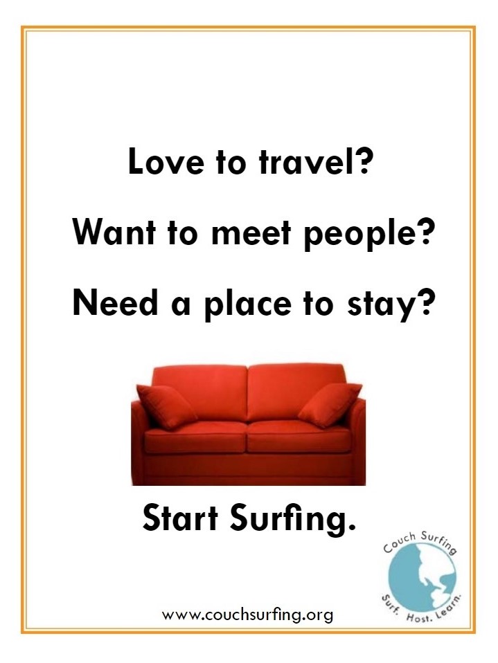 Advertisement for CouchSurfing